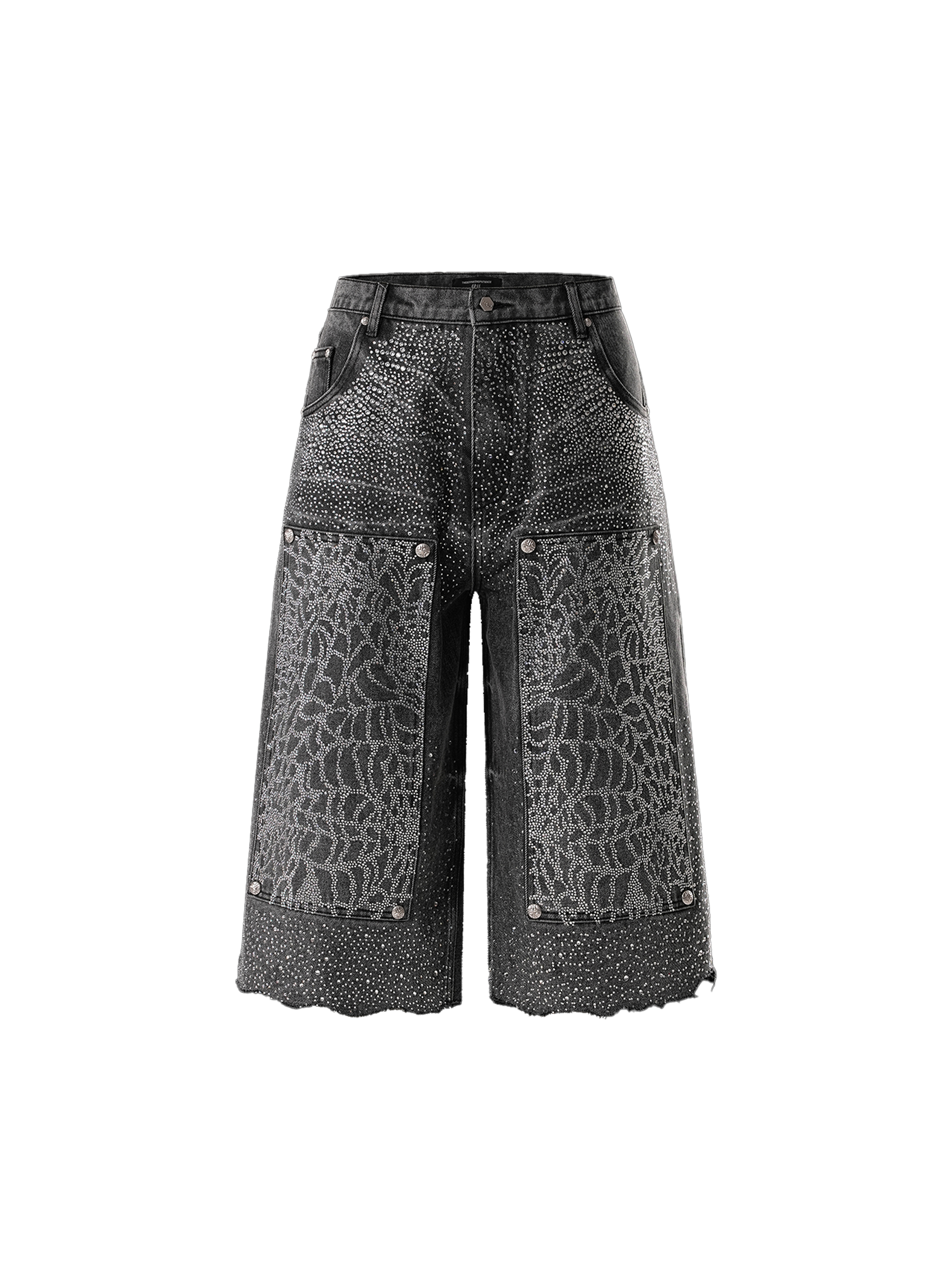 LUMINOUS DAWN RHINESTONE COBWEB  CROPPED JEANS
