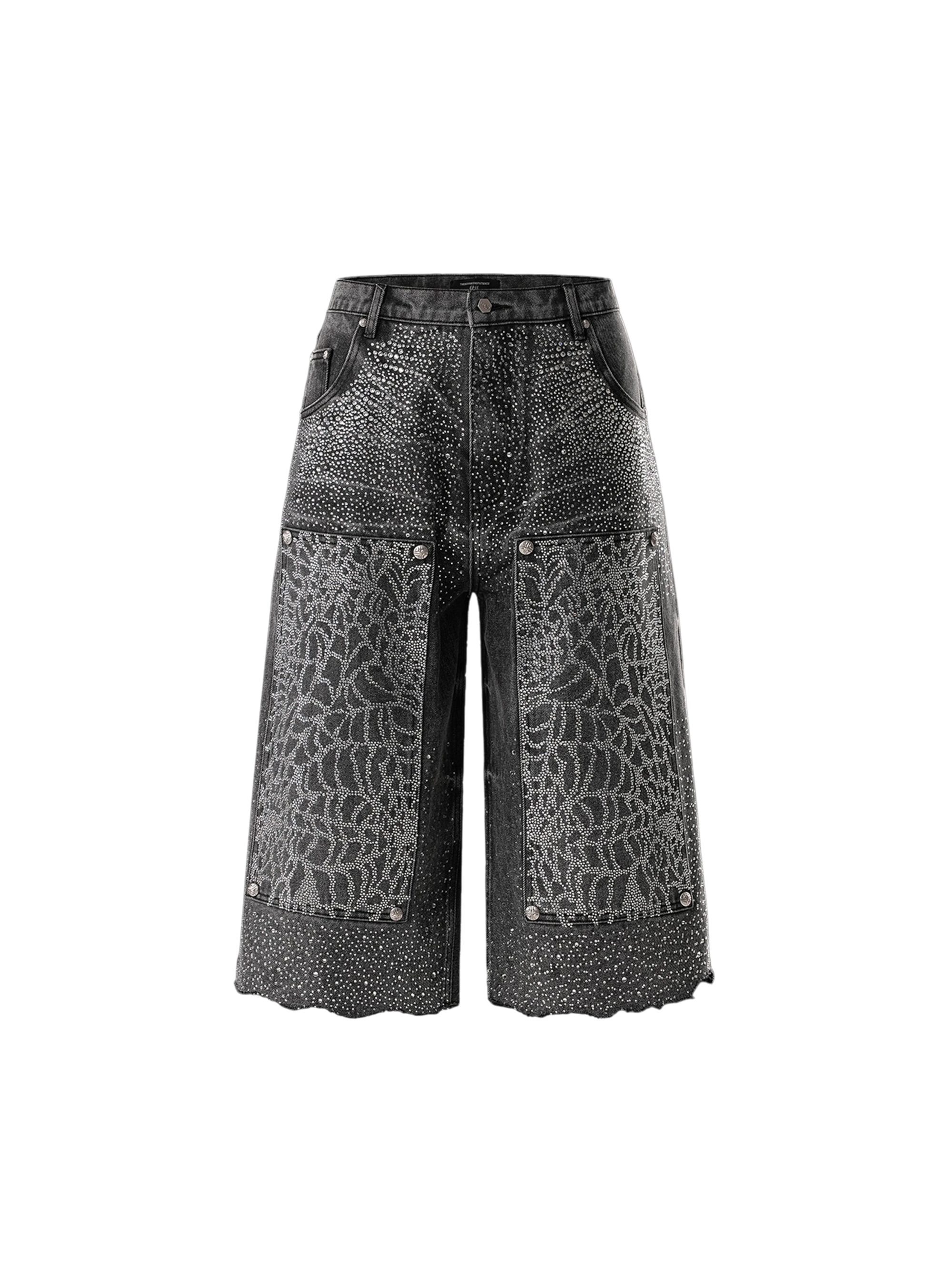 TBHNP Luminous Dawn cobweb rhinestone cropped jeans — men's streetwear denim