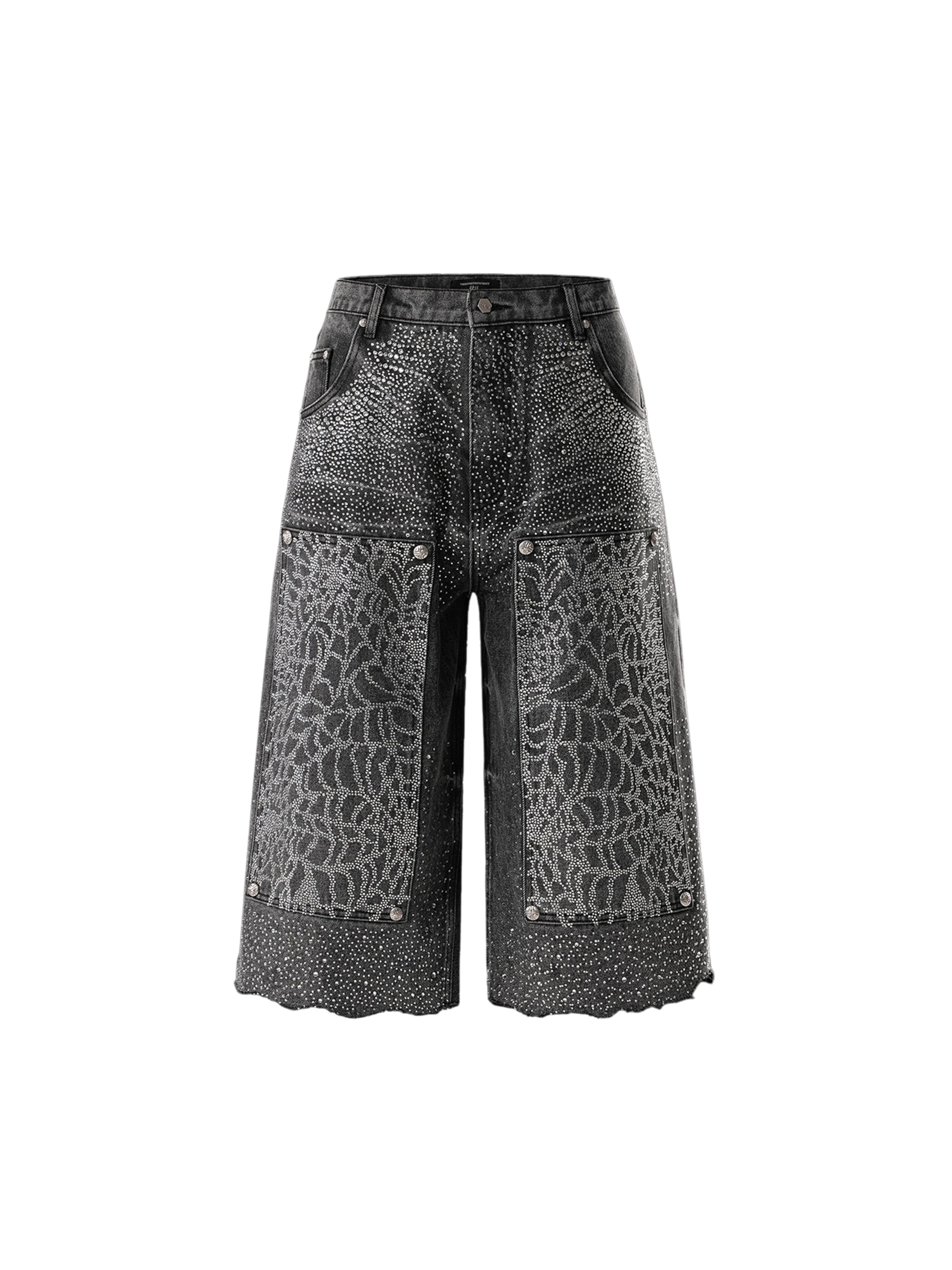 TBHNP Luminous Dawn cobweb rhinestone cropped jeans — men's streetwear denim