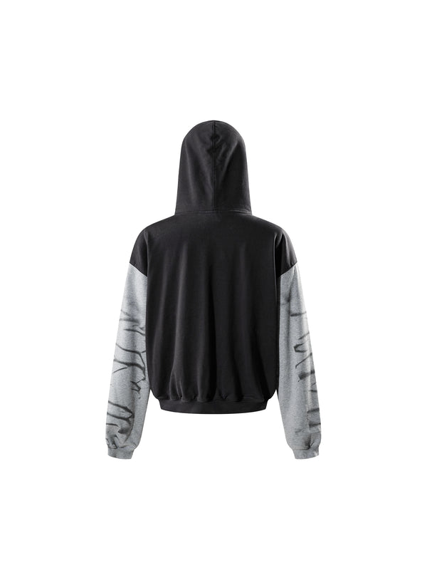 LUMINOUS DAWN WASHED PRINTED DESTROYED HOODIE