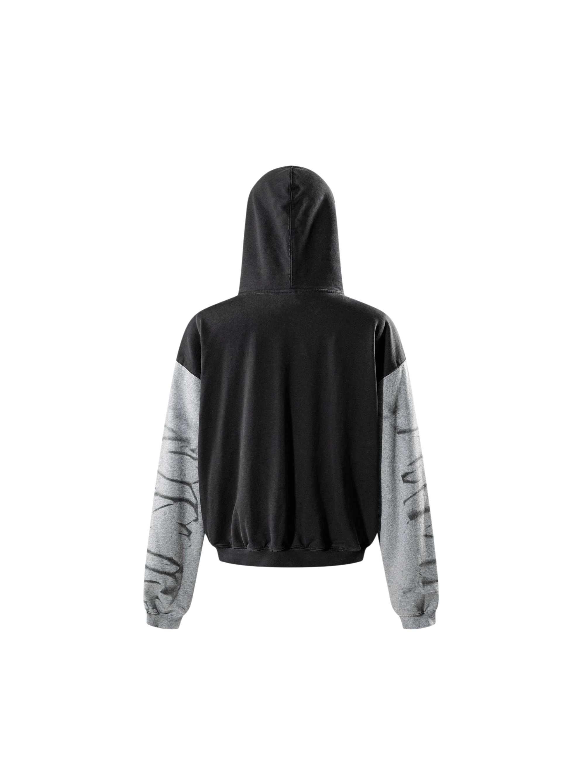 TBHNP Luminous Dawn washed two-tone cotton hoodie, dark grey — men's streetwear hoodie