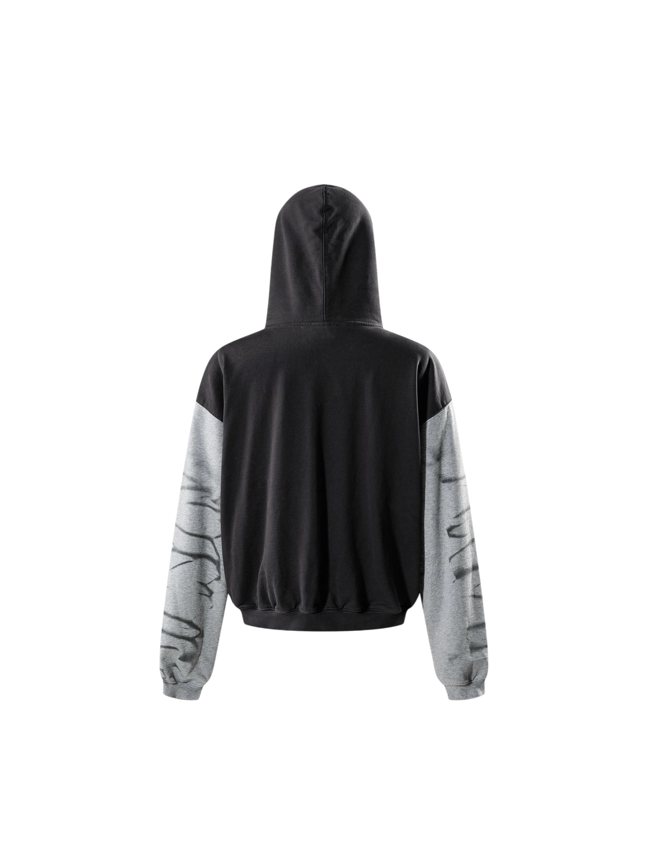 TBHNP Luminous Dawn washed two-tone cotton hoodie, dark grey — men's streetwear hoodie