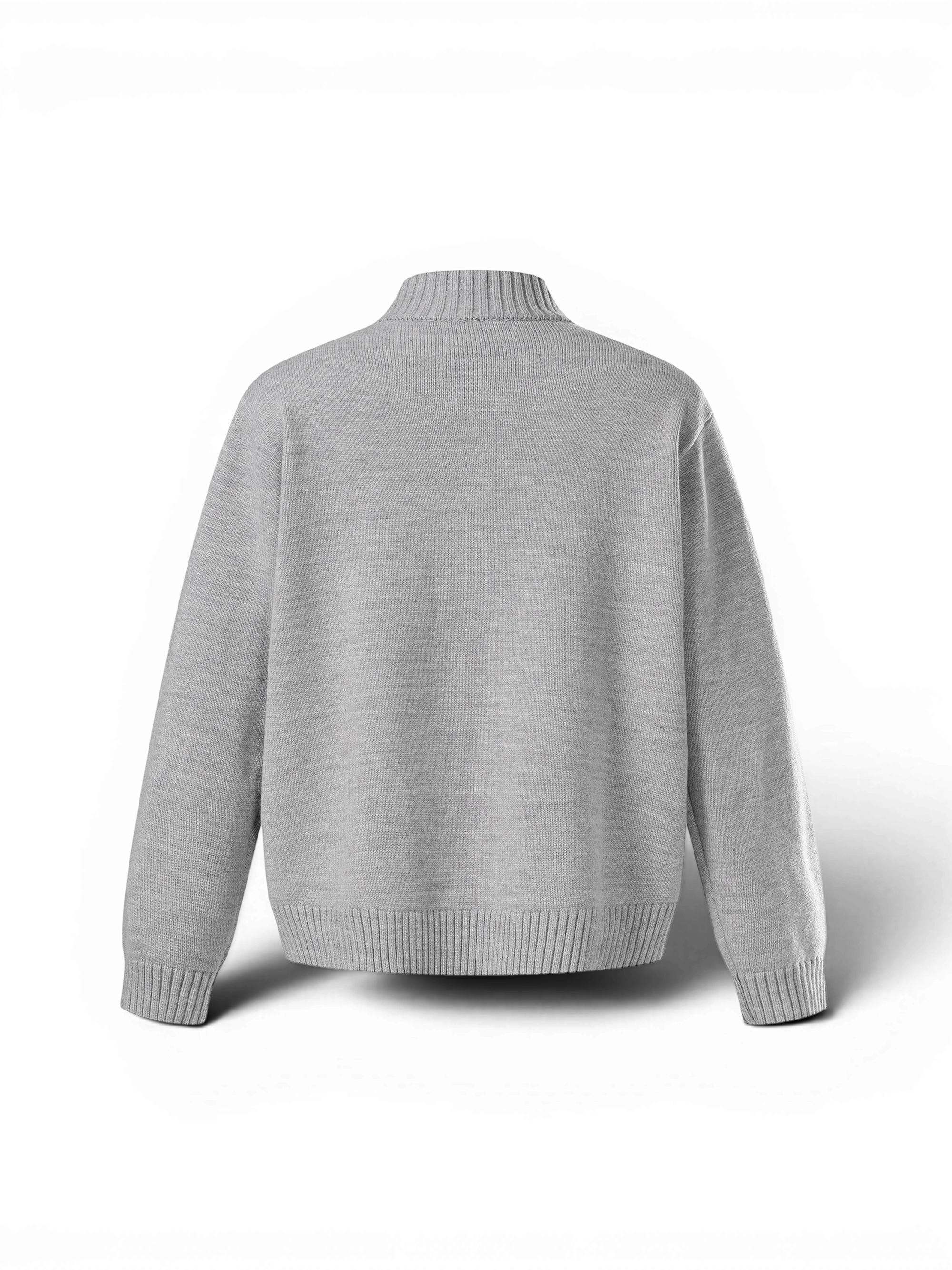 TBHNP Luminous Dawn knight quarter-zip knit sweater, heather grey — men's streetwear knitwear
