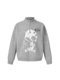 LUMINOUS DAWN KNIGHT & UNDEAD PRINT QUARTER-ZIP SWEATER