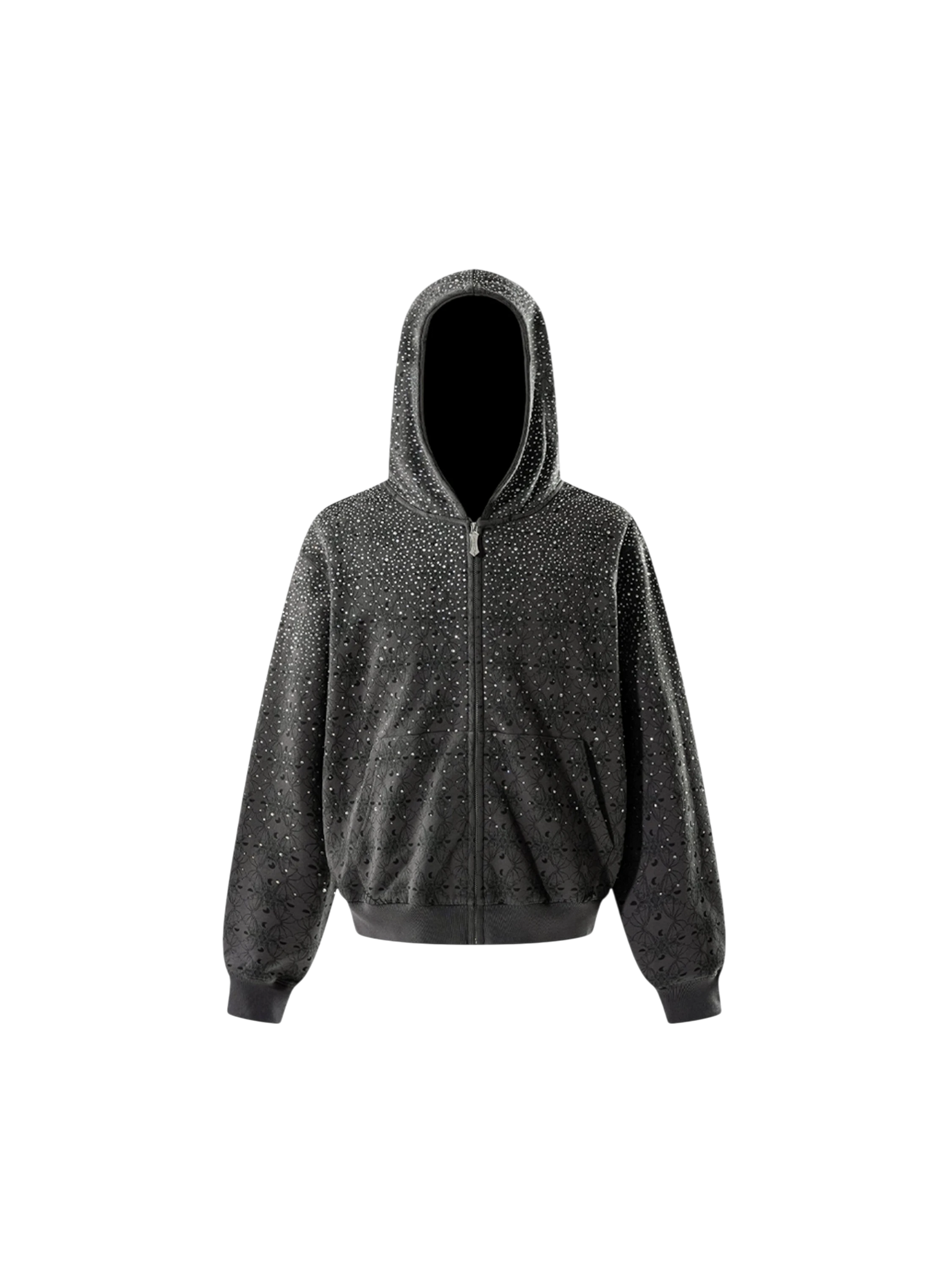 TBHNP Luminous Dawn all-over rhinestone zip hoodie — men's streetwear hoodie