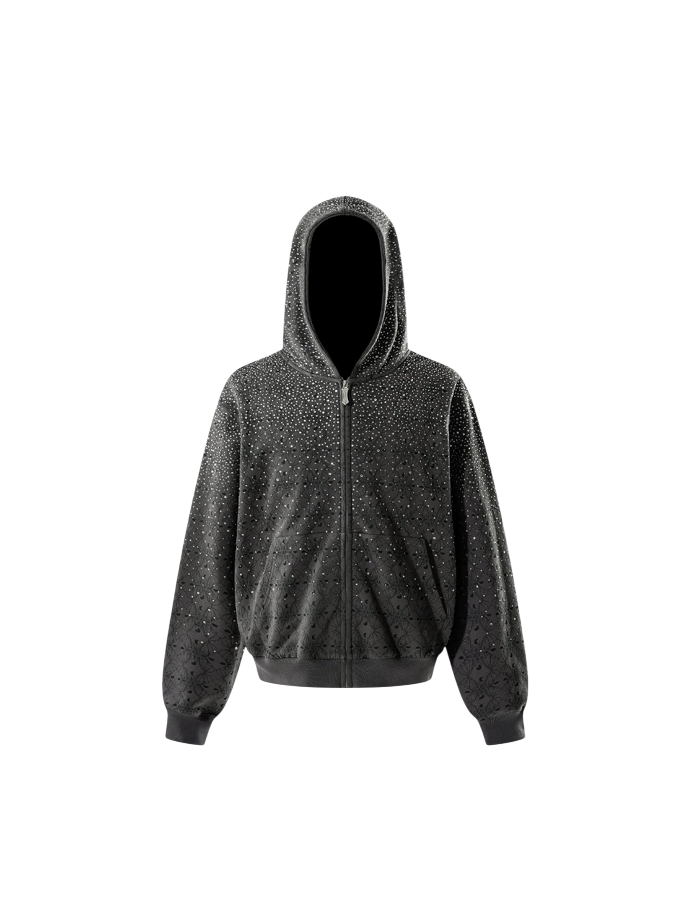 TBHNP Luminous Dawn all-over rhinestone zip hoodie — men's streetwear hoodie