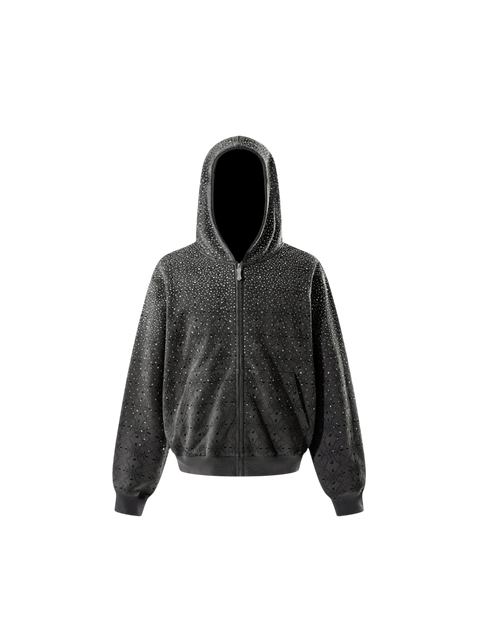 TBHNP Luminous Dawn all-over rhinestone zip hoodie — men's streetwear hoodie