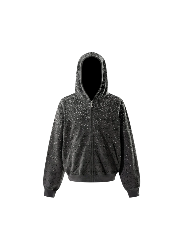 SUDADERA CON CREMALLERA Y PEDRERÍA DARK PATTERN LUMINOUS DAWN