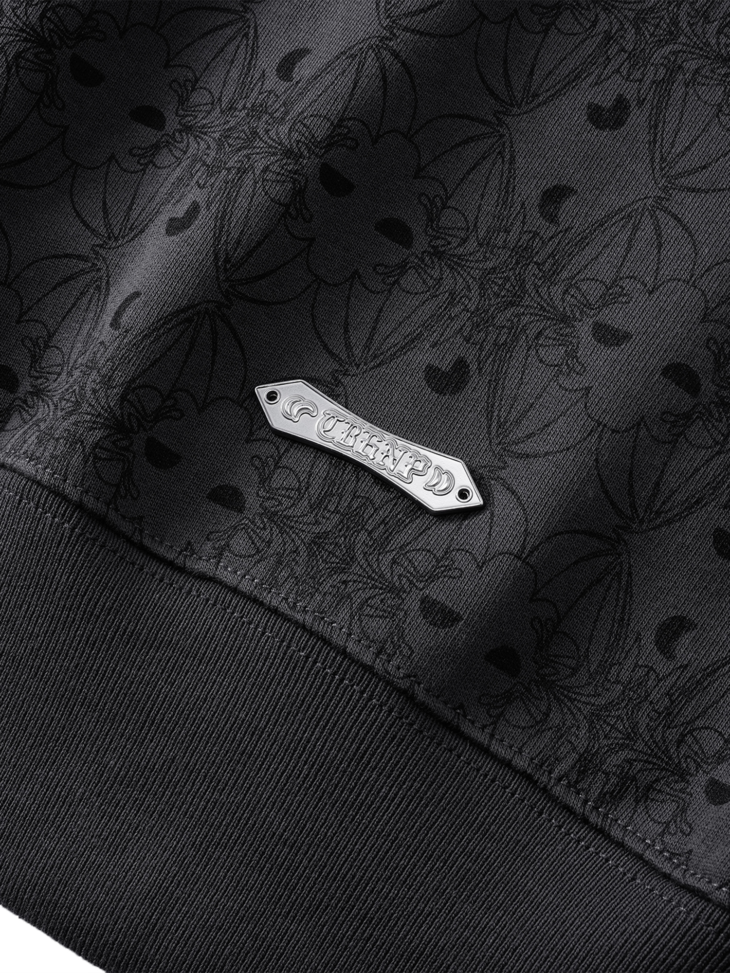 LUMINOUS DAWN DARK PATTERN RHINESTONE ZIP HOODIE