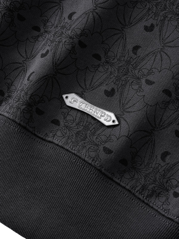 LUMINOUS DAWN DARK PATTERN RHINESTONE ZIP HOODIE