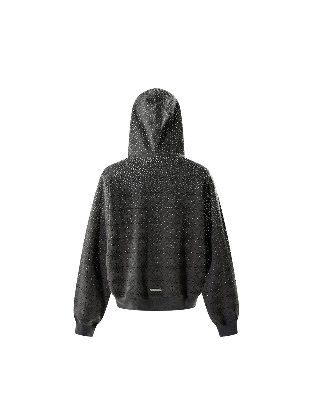 LUMINOUS DAWN DARK PATTERN RHINESTONE ZIP HOODIE