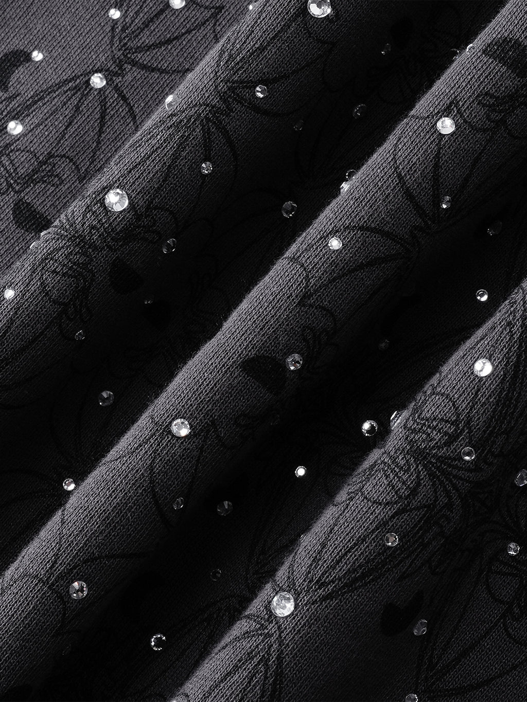 LUMINOUS DAWN DARK PATTERN RHINESTONE ZIP HOODIE