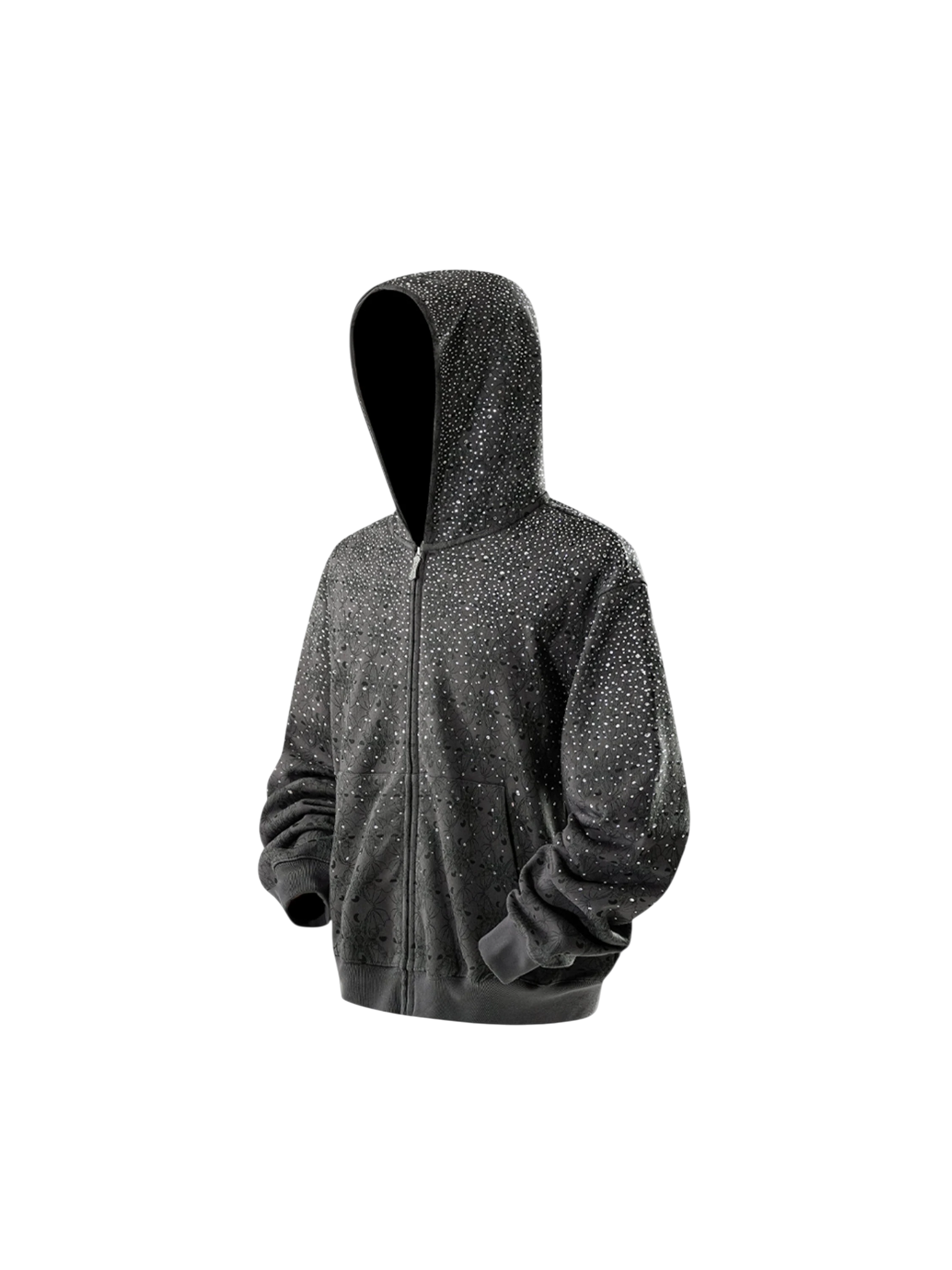 TBHNP Luminous Dawn all-over rhinestone zip hoodie — men's streetwear hoodie