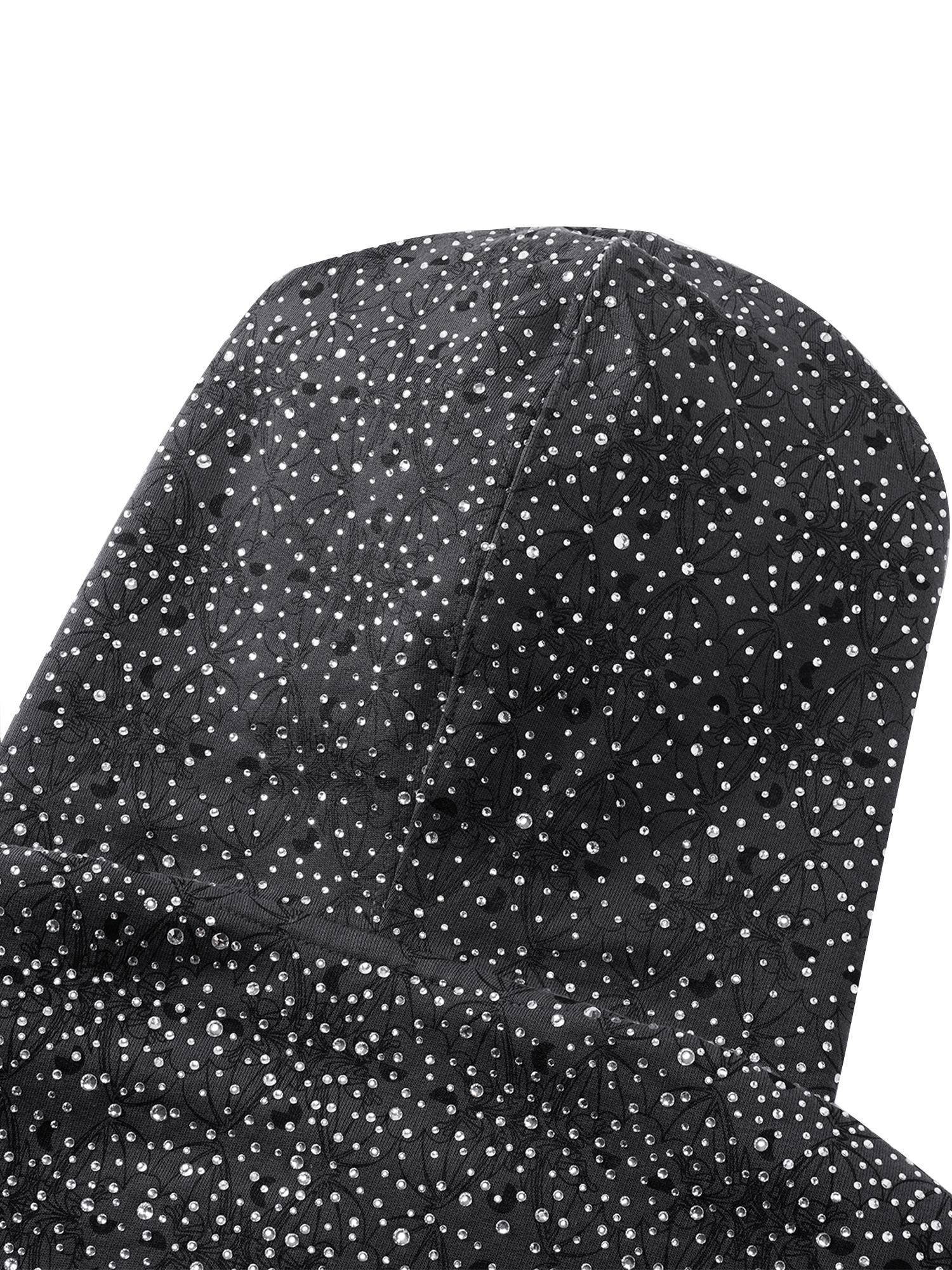LUMINOUS DAWN DARK PATTERN RHINESTONE ZIP HOODIE