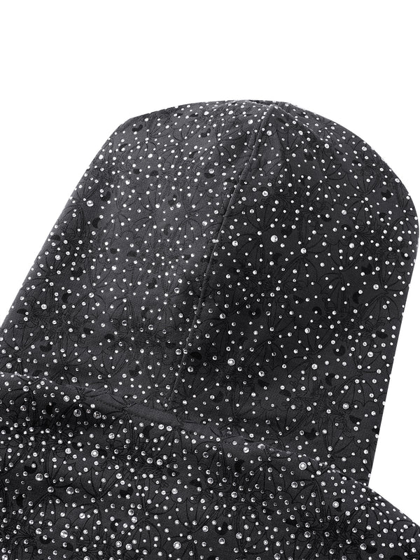 LUMINOUS DAWN DARK PATTERN RHINESTONE ZIP HOODIE