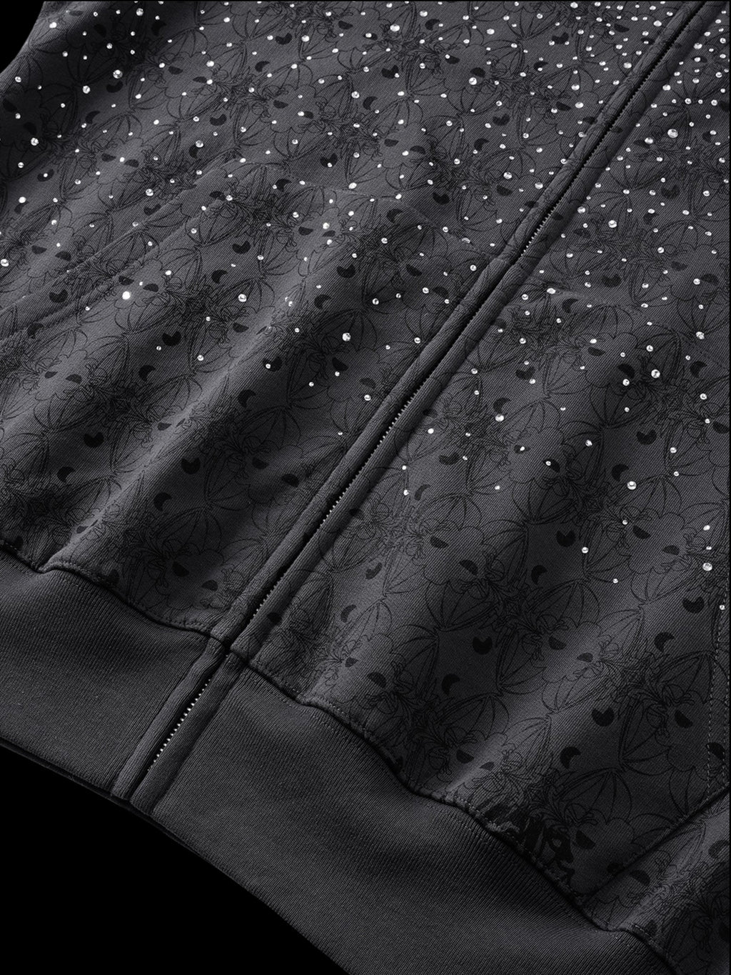 TBHNP Luminous Dawn all-over rhinestone zip hoodie — men's streetwear hoodie