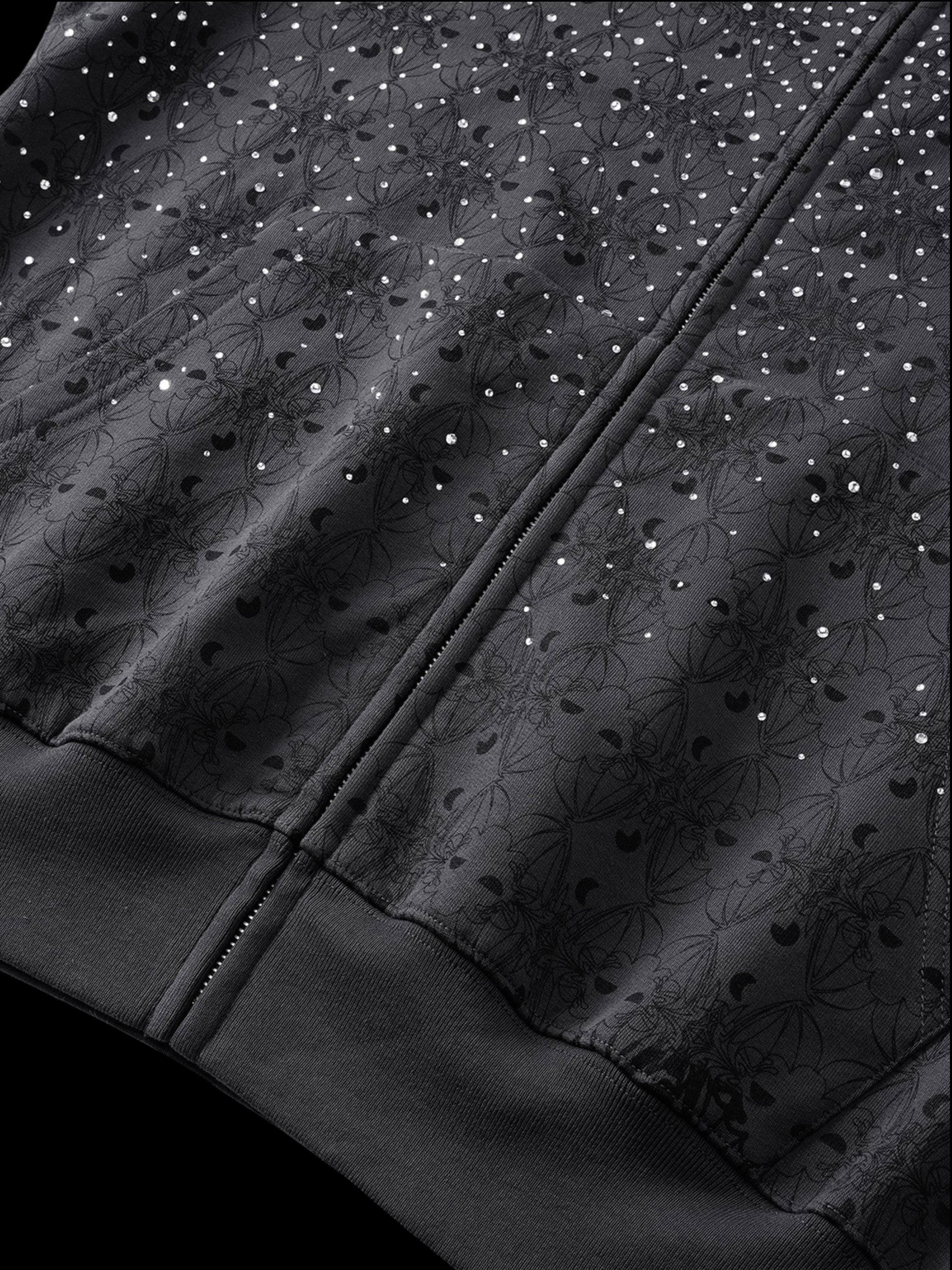 TBHNP Luminous Dawn all-over rhinestone zip hoodie — men's streetwear hoodie