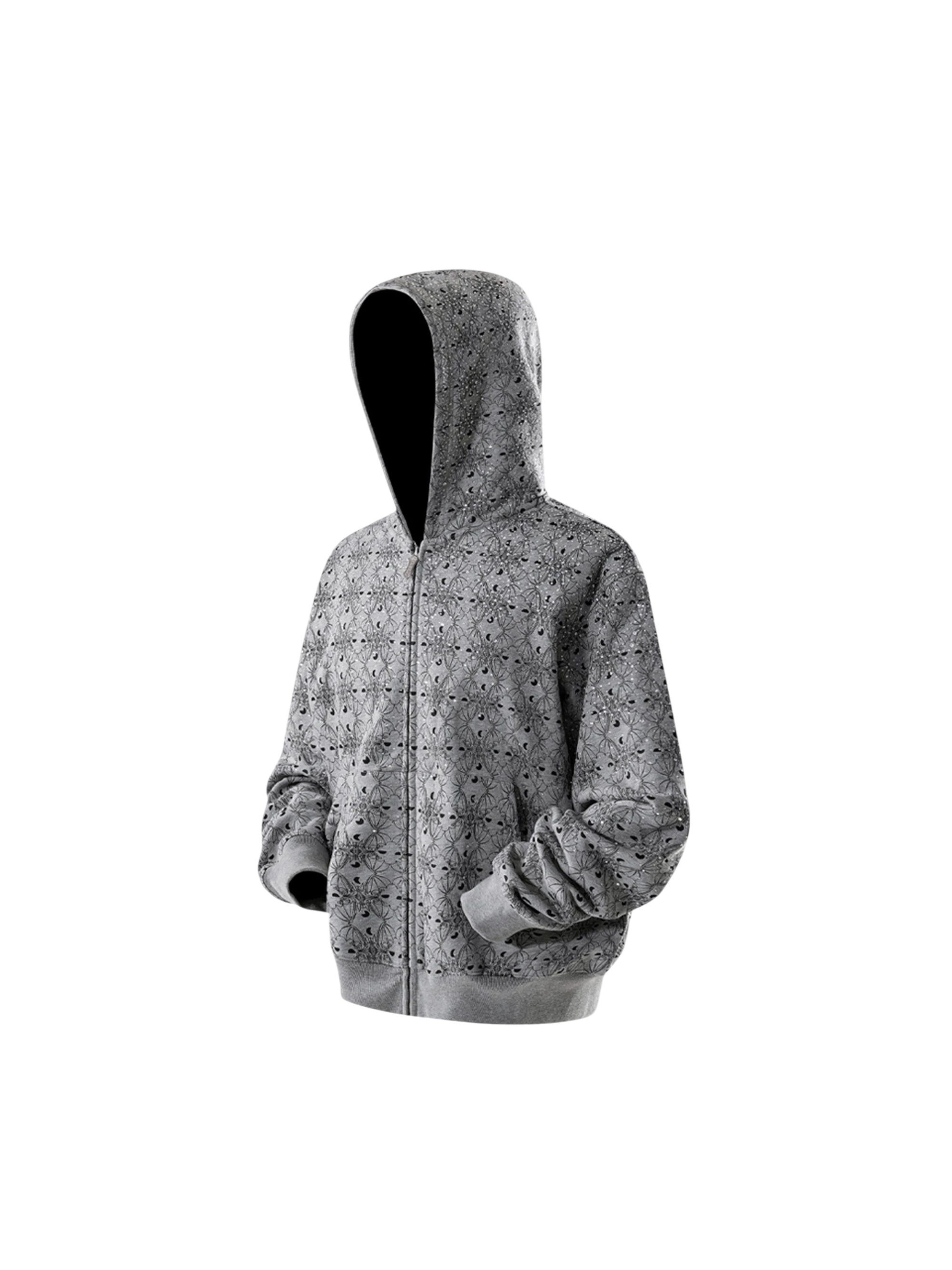 TBHNP Luminous Dawn all-over rhinestone zip hoodie — men's streetwear hoodie