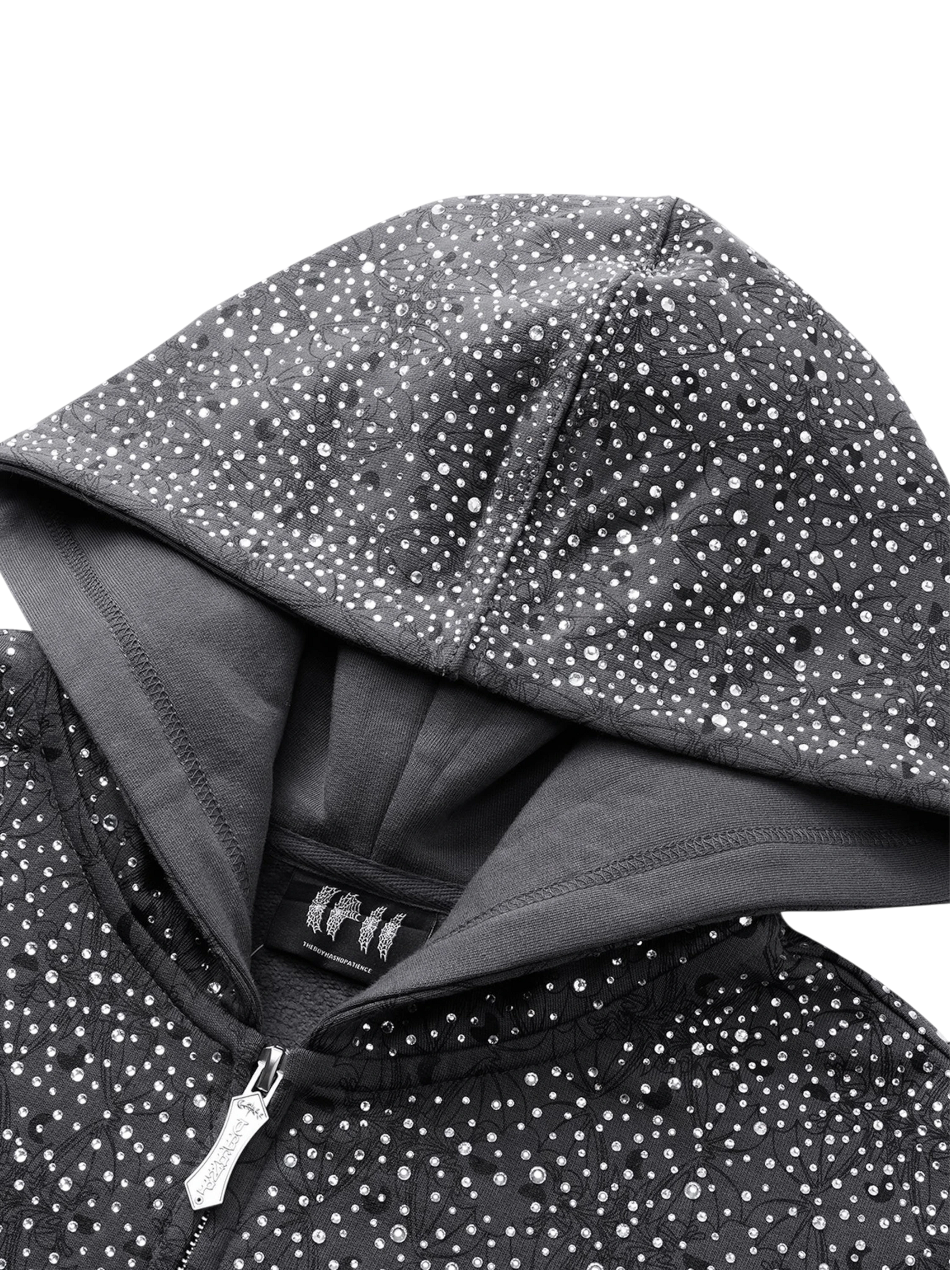 TBHNP Luminous Dawn all-over rhinestone zip hoodie — men's streetwear hoodie