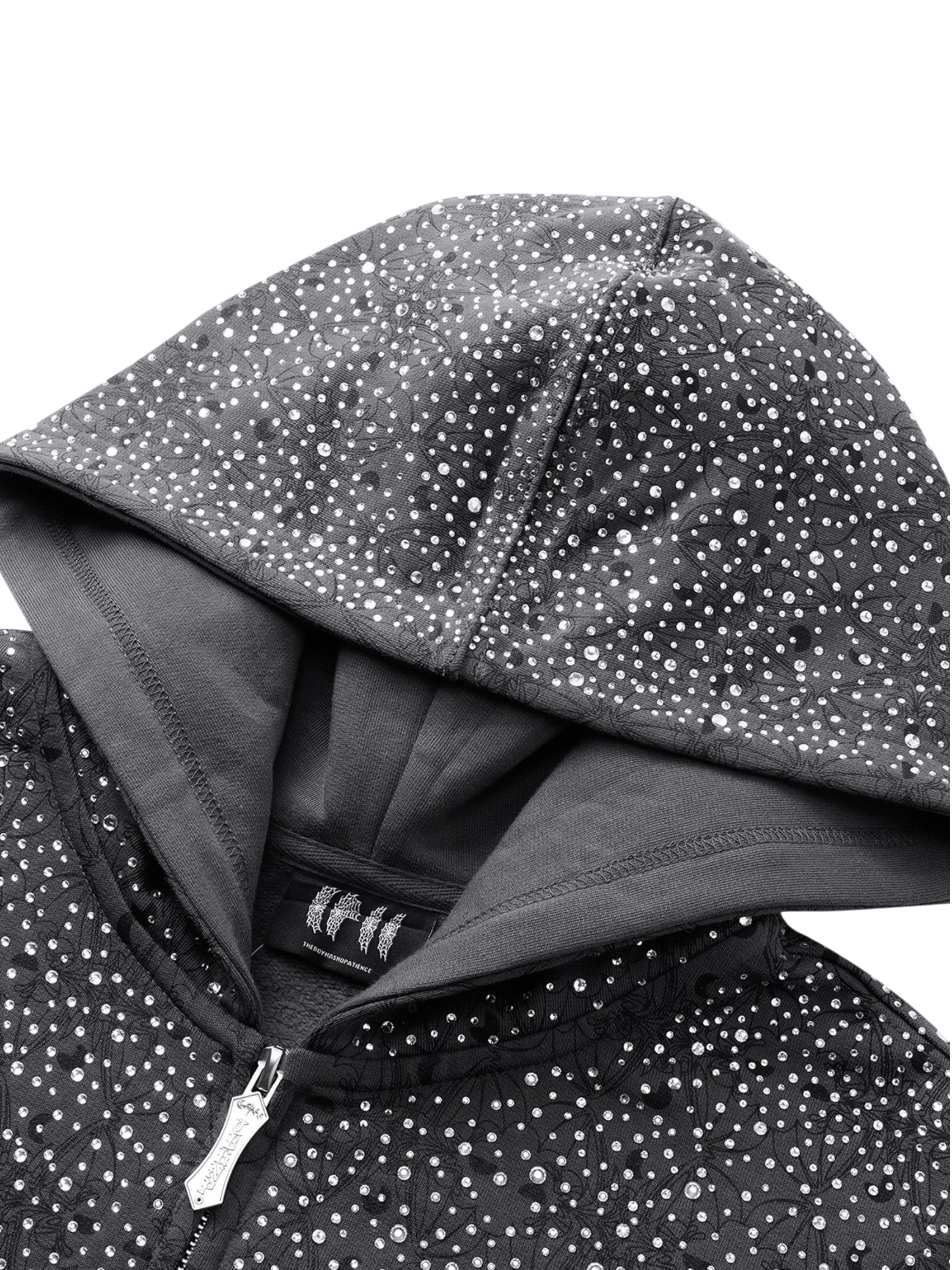 TBHNP Luminous Dawn all-over rhinestone zip hoodie — men's streetwear hoodie