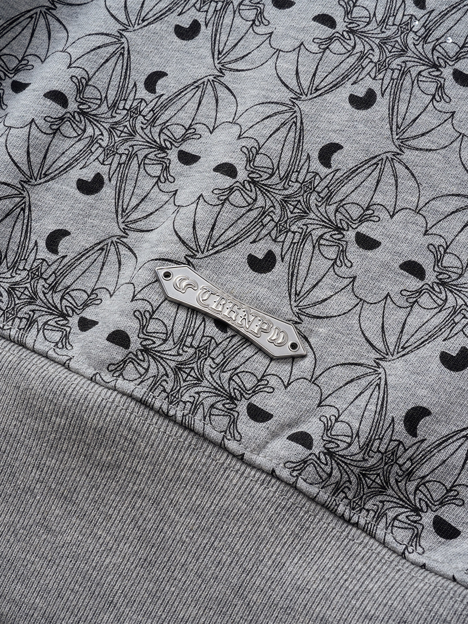 LUMINOUS DAWN DARK PATTERN RHINESTONE ZIP HOODIE