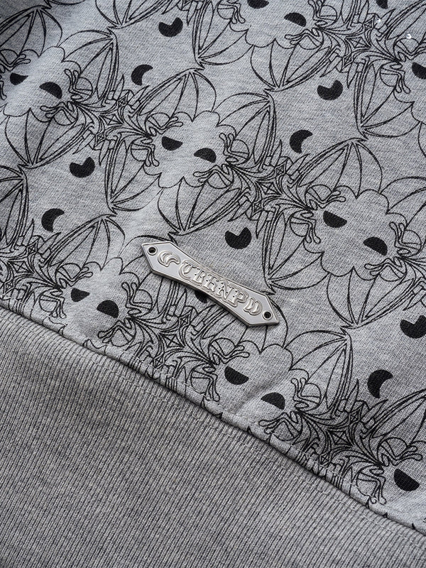 LUMINOUS DAWN DARK PATTERN RHINESTONE ZIP HOODIE