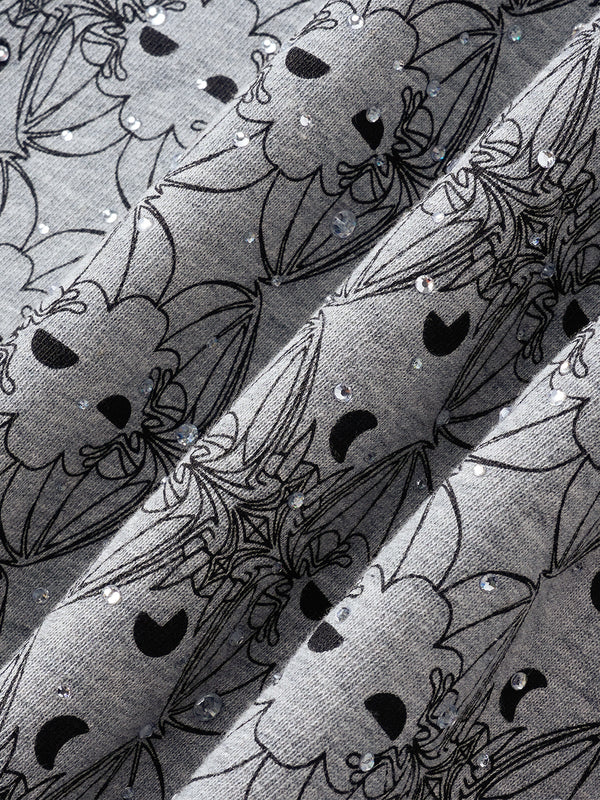 LUMINOUS DAWN DARK PATTERN RHINESTONE ZIP HOODIE