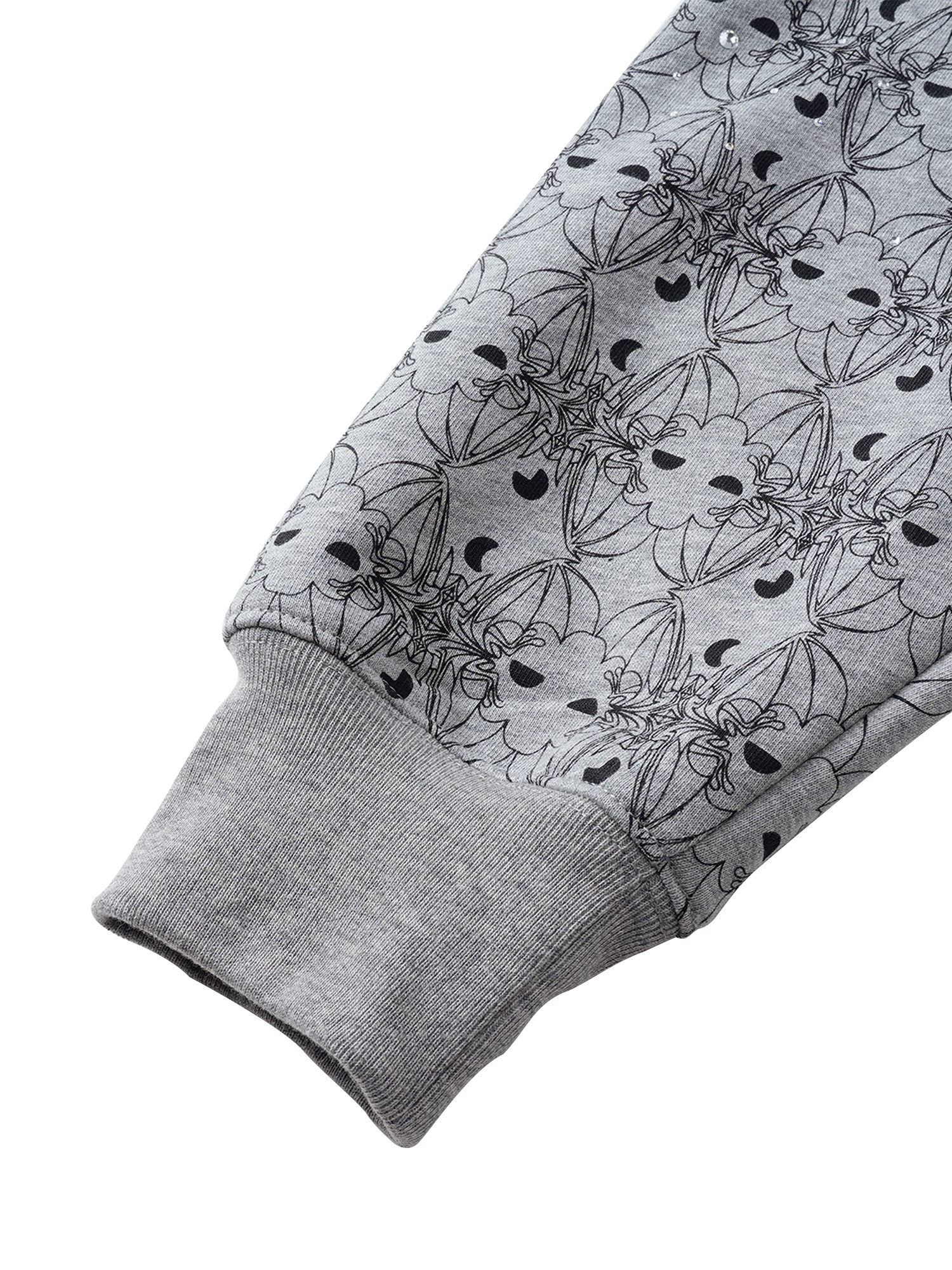 LUMINOUS DAWN DARK PATTERN RHINESTONE ZIP HOODIE