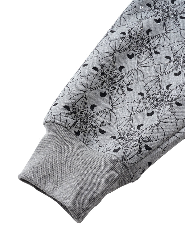 LUMINOUS DAWN DARK PATTERN RHINESTONE ZIP HOODIE