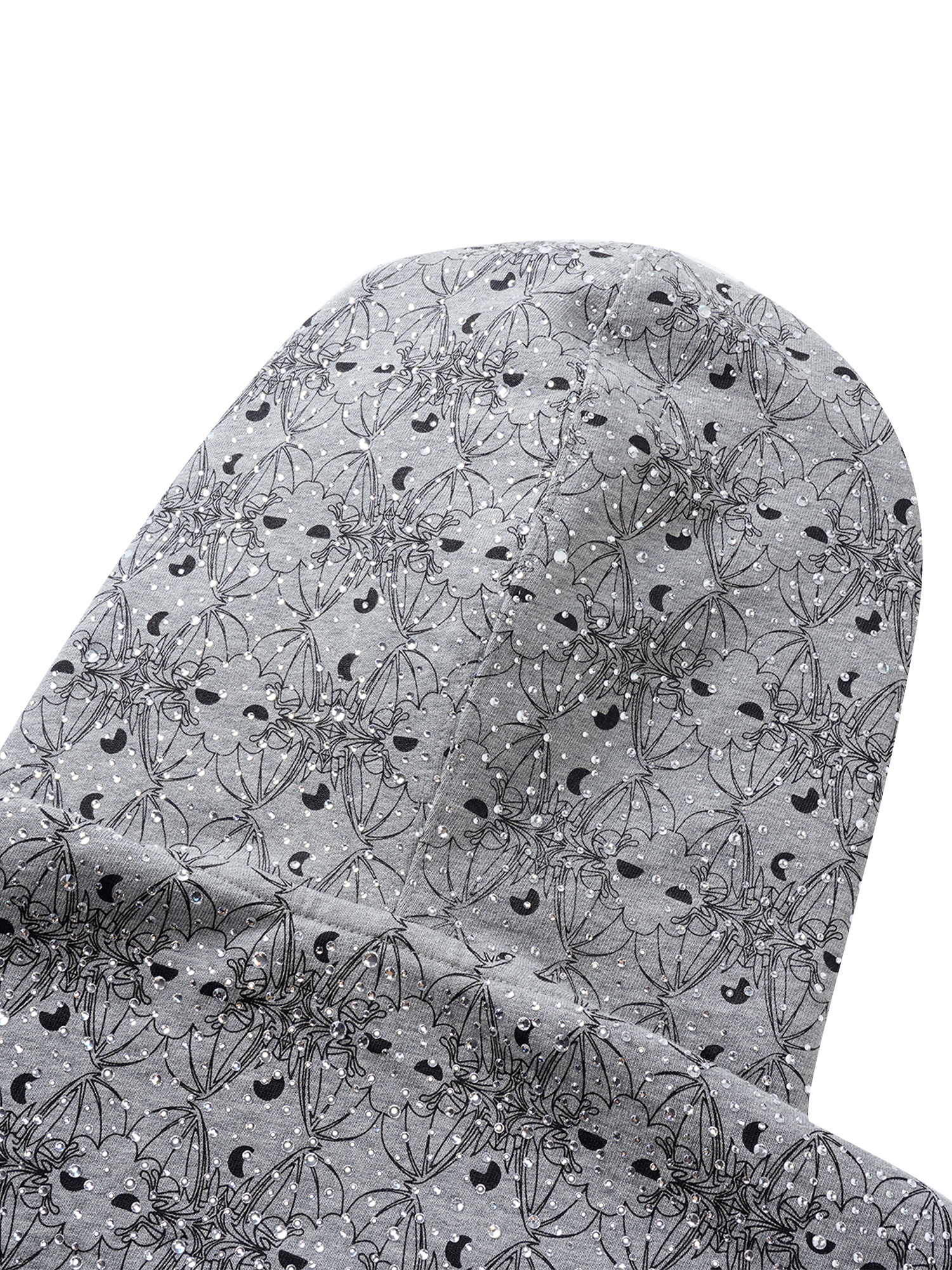 LUMINOUS DAWN DARK PATTERN RHINESTONE ZIP HOODIE