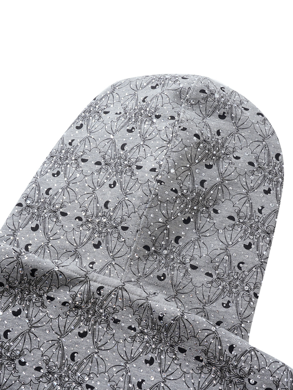 LUMINOUS DAWN DARK PATTERN RHINESTONE ZIP HOODIE