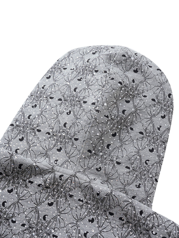 LUMINOUS DAWN DARK PATTERN RHINESTONE ZIP HOODIE