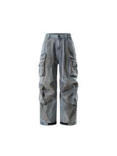 TBHNP Disciple mud-dyed multi-pocket baggy cargo pants — men's streetwear cargo pants