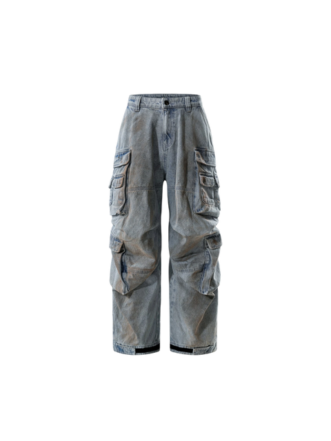 TBHNP Disciple mud-dyed multi-pocket baggy cargo pants — men's streetwear cargo pants