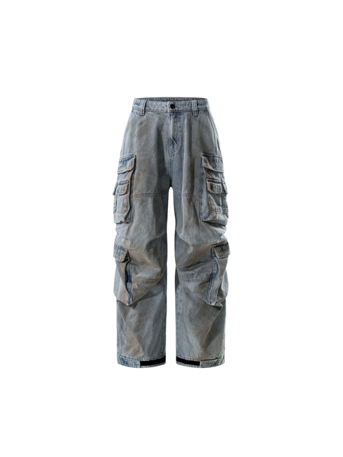 TBHNP Disciple mud-dyed multi-pocket baggy cargo pants — men's streetwear cargo pants