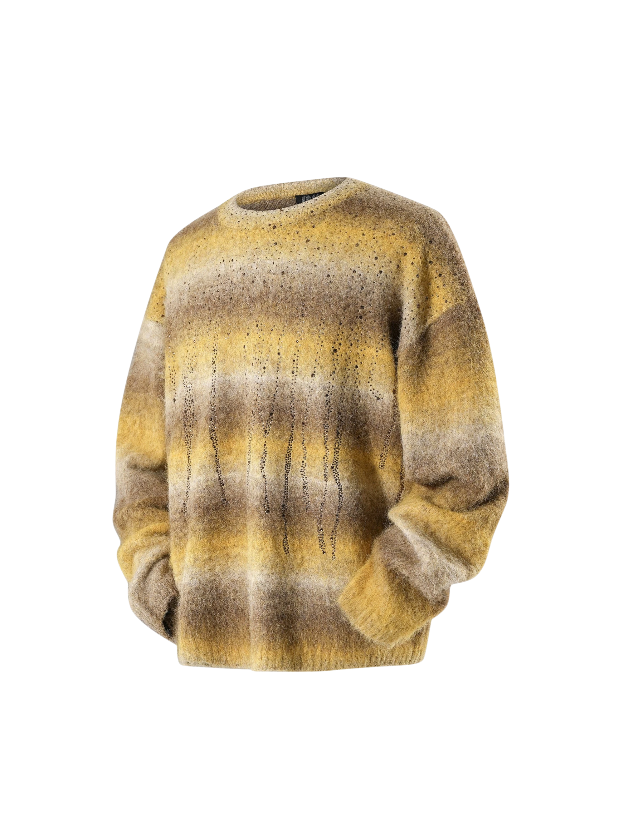 TBHNP Luminous Dawn rhinestone mohair knit sweater — men's streetwear fuzzy knit jumper