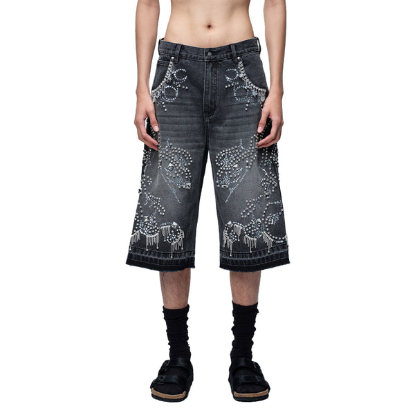 LUMINOUS DAWN RHINESTONE CROPPED JEANS