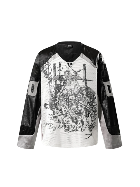 TBHNP Luminous Dawn knight mesh long-sleeve jersey — men's streetwear jersey