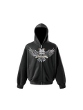 LUMINOUS DAWN DOUBLE-HEADED EAGLE RHINESTONE ZIP HOODIE