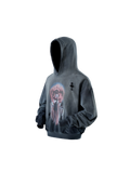 TBHNP Disciple slash-destroyed printed hoodie, blue-grey — men's streetwear hoodie