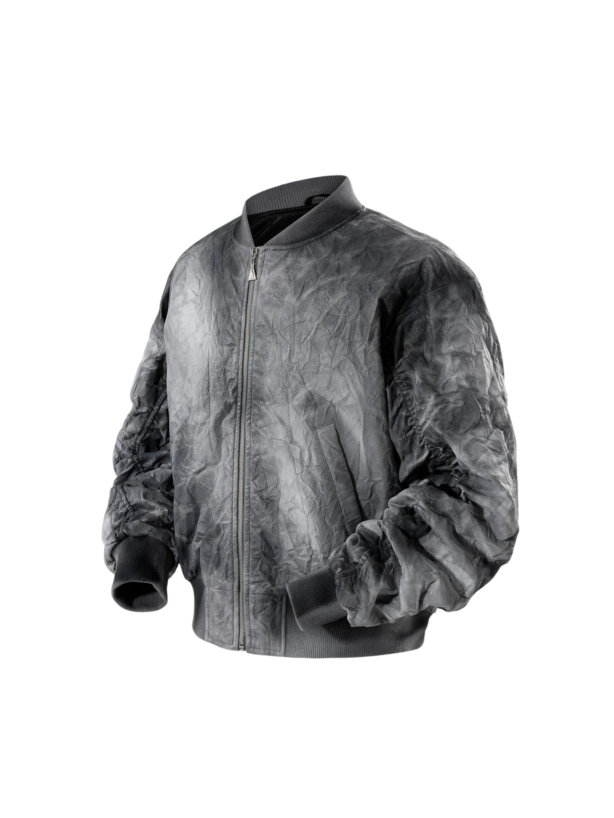 TBHNP Disciple spray-painted MA-1 bomber jacket, blue-grey — men's streetwear jacket