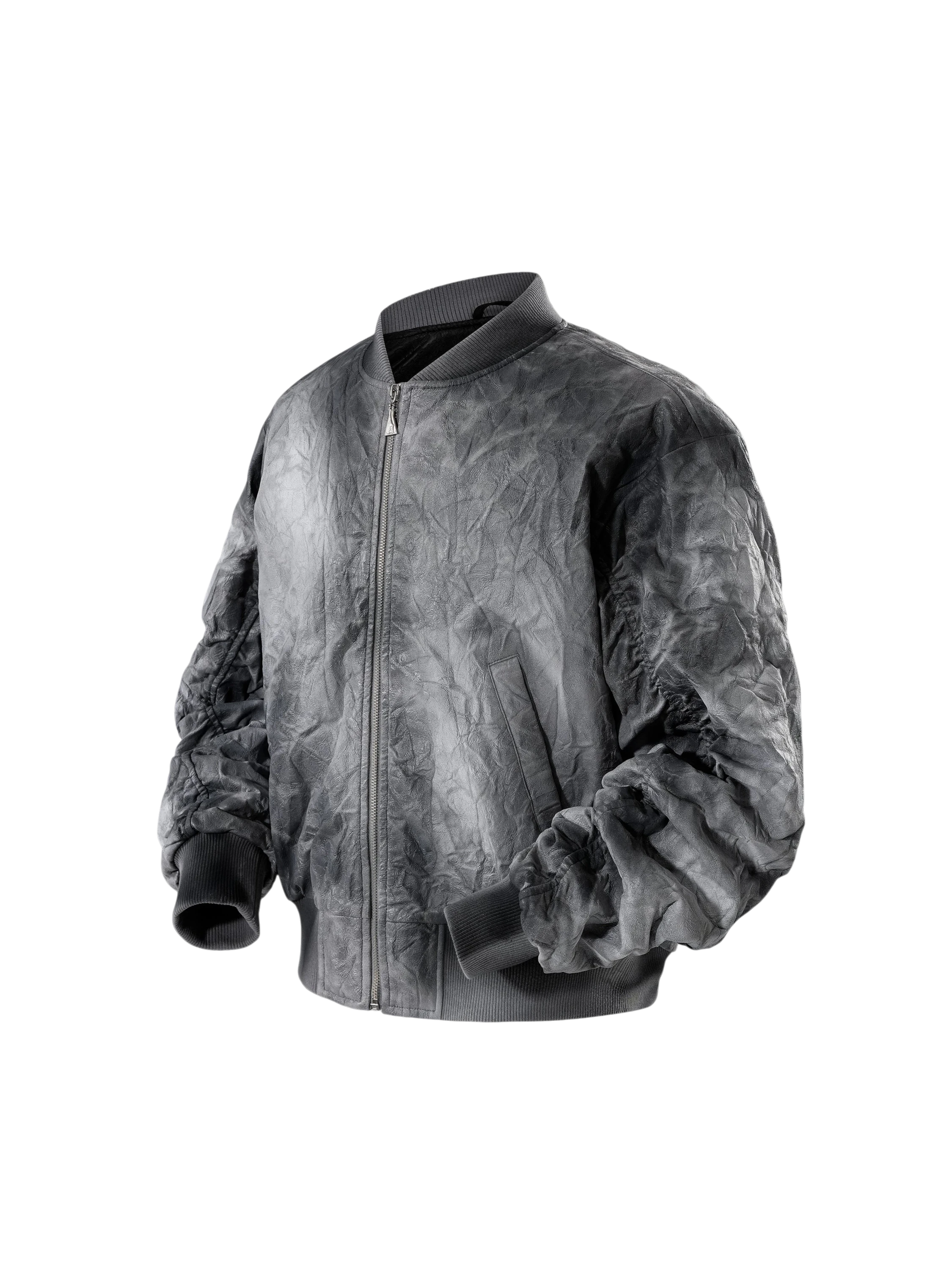 TBHNP Disciple spray-painted MA-1 bomber jacket, blue-grey — men's streetwear jacket