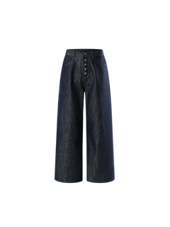 TBHNP Luminous Dawn button-fly wide-leg jeans, dark blue — men's streetwear denim