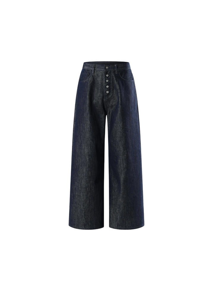LUMINOUS DAWN BUTTON-FLY WIDE-LEG JEANS