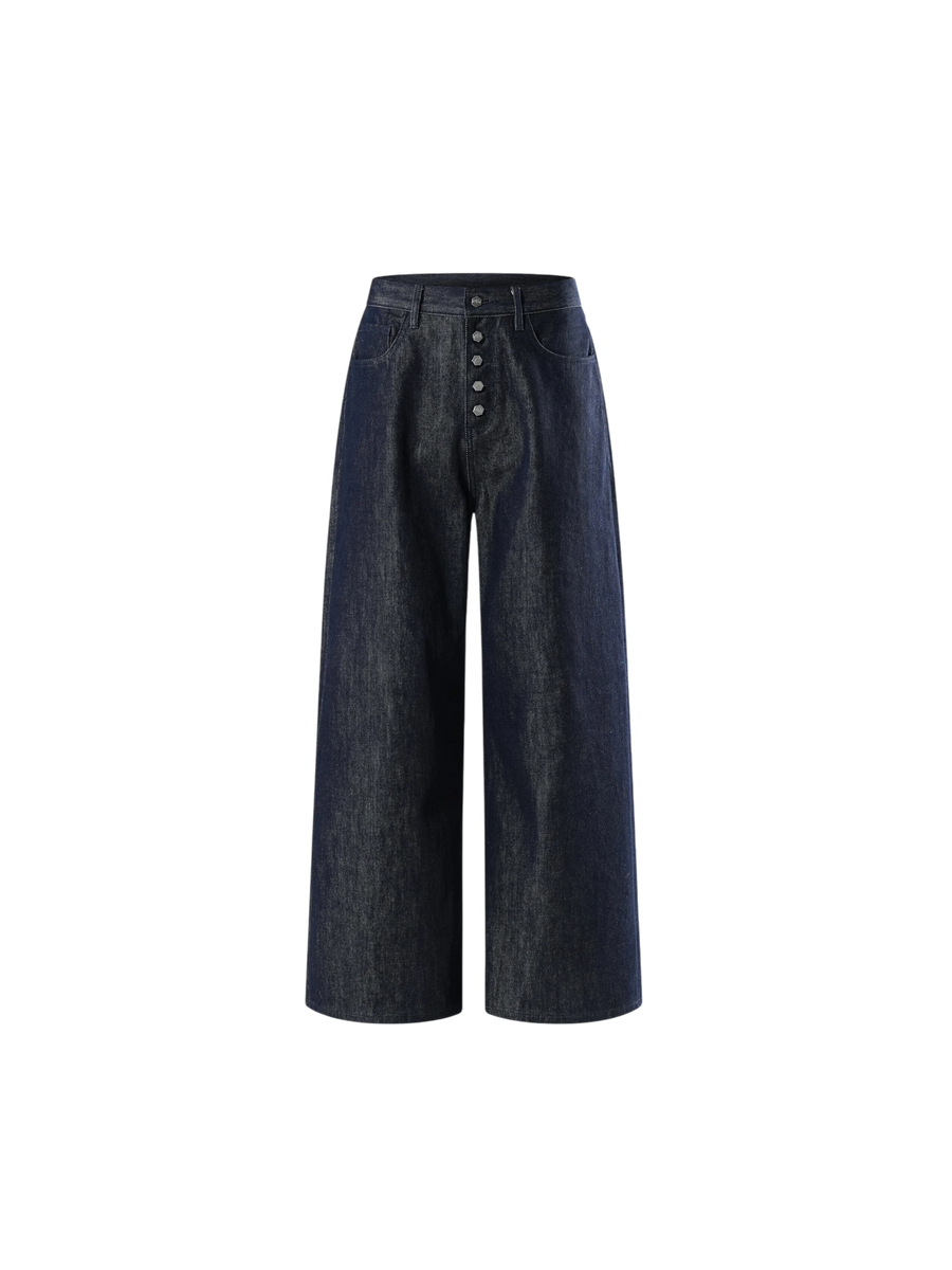 LUMINOUS DAWN BUTTON-FLY WIDE-LEG JEANS