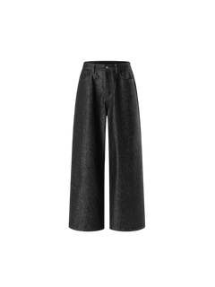 TBHNP Luminous Dawn coated baggy wide-leg jeans, black — men's streetwear denim