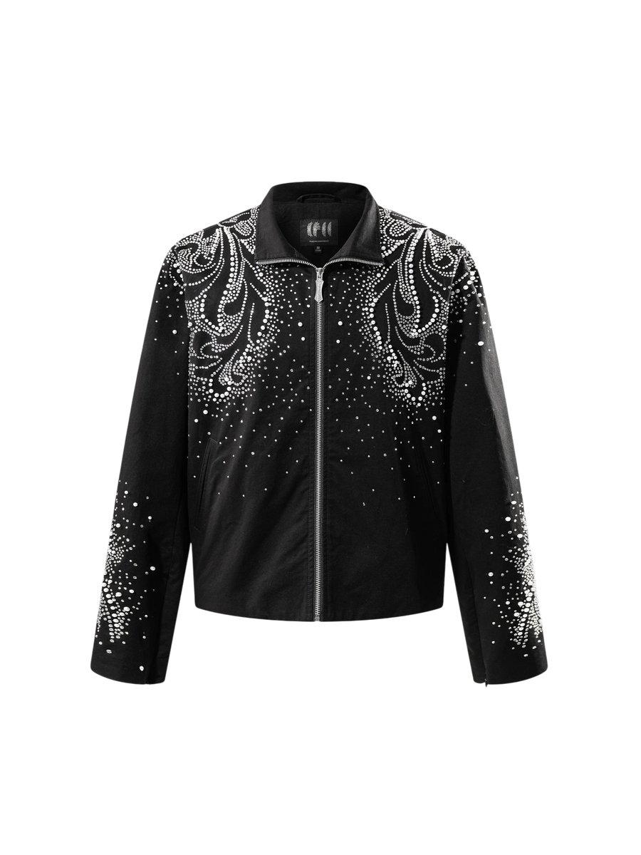 LUMINOUS DAWN PEARL RHINESTONE ZIP JACKET