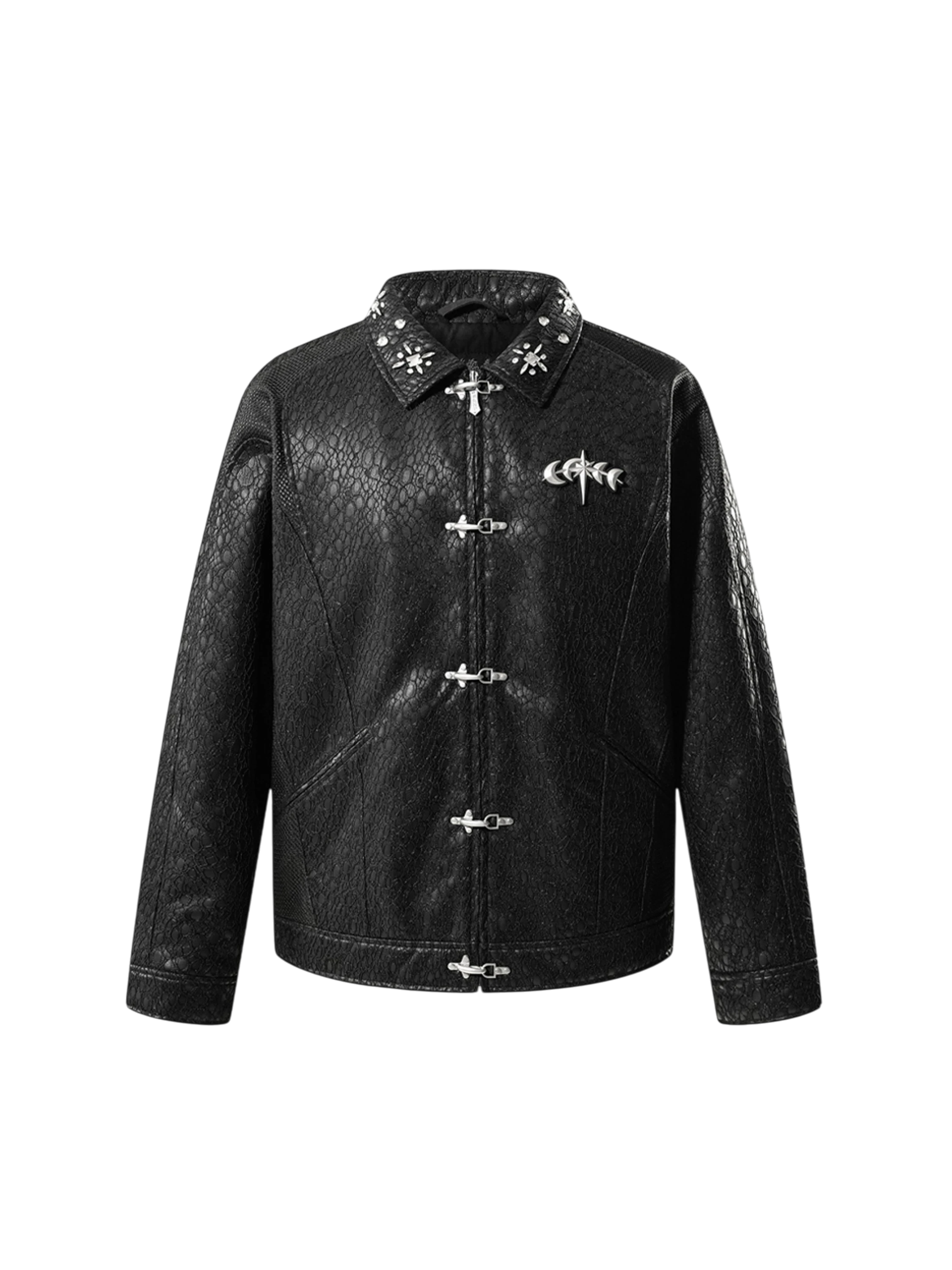 TBHNP Luminous Dawn structured patchwork padded jacket, black — men's streetwear jacket