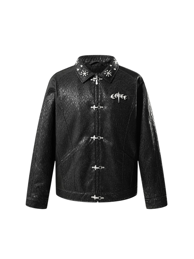 STRUCTURED PATCHWORK LEATHER JACKET