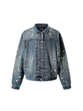 LUMINOUS DAWN RHINESTONE CROPPED DENIM JACKET